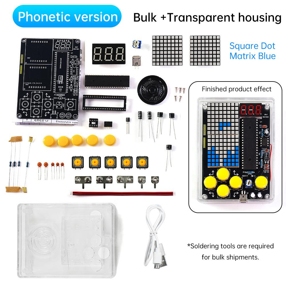 Voice Version 7 Pixel Game Console Electronic DIY kits Muyu Handheld 51 Single-chip Computer DIY Welding Practice Parts USB