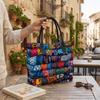 Ethnic Patchwork Tote Bag Fashion Quilted Large Capacity Casual Shoulder Bag for Daily Use
