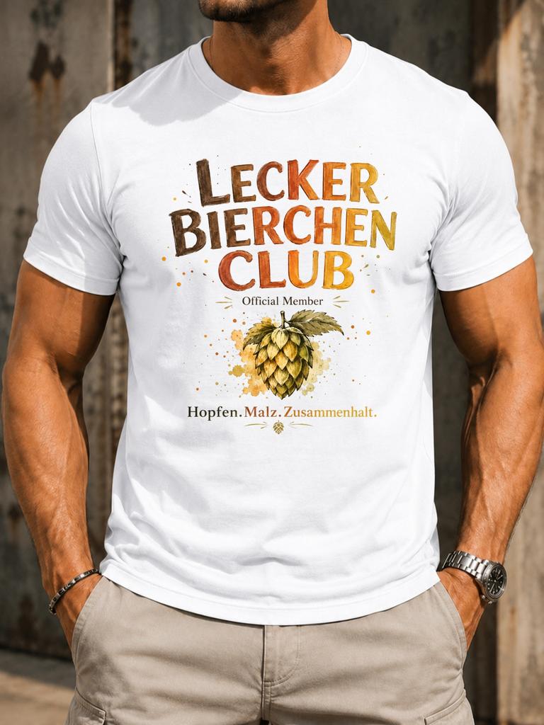 Lecker Bierchen Club Member Watercolor Hop Cone Paint Splatter Letters Hopfen Malz Unisex All TShirt