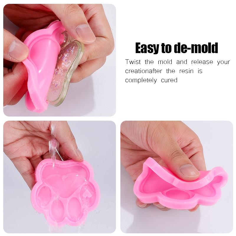Heart Shape Keychain Casting Silicone Molds Dog Paw Print Resin Molds for Key Chain Pendant Making Epoxy Resin Craft Jewelry DIY