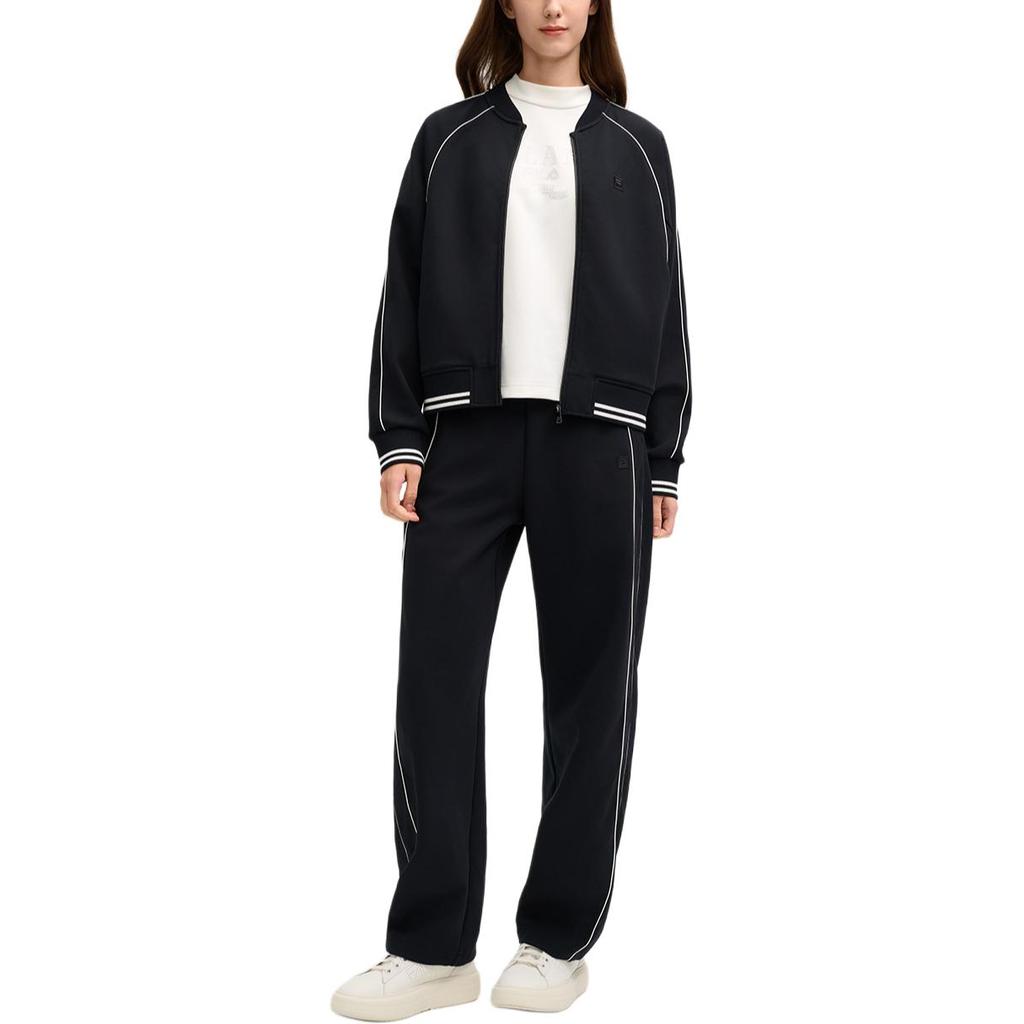 FILA Milano Series 2025 Q1 Casual Versatile Knitted Long Sleeve Jacket Women outerwear Black F11W515502FBK