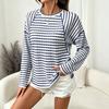 Maglione da Donna Girocollo a Righe Manica Lunga Manica Raglan Casual Leggero Lavorato a Maglia per l'Uso Quotidiano
