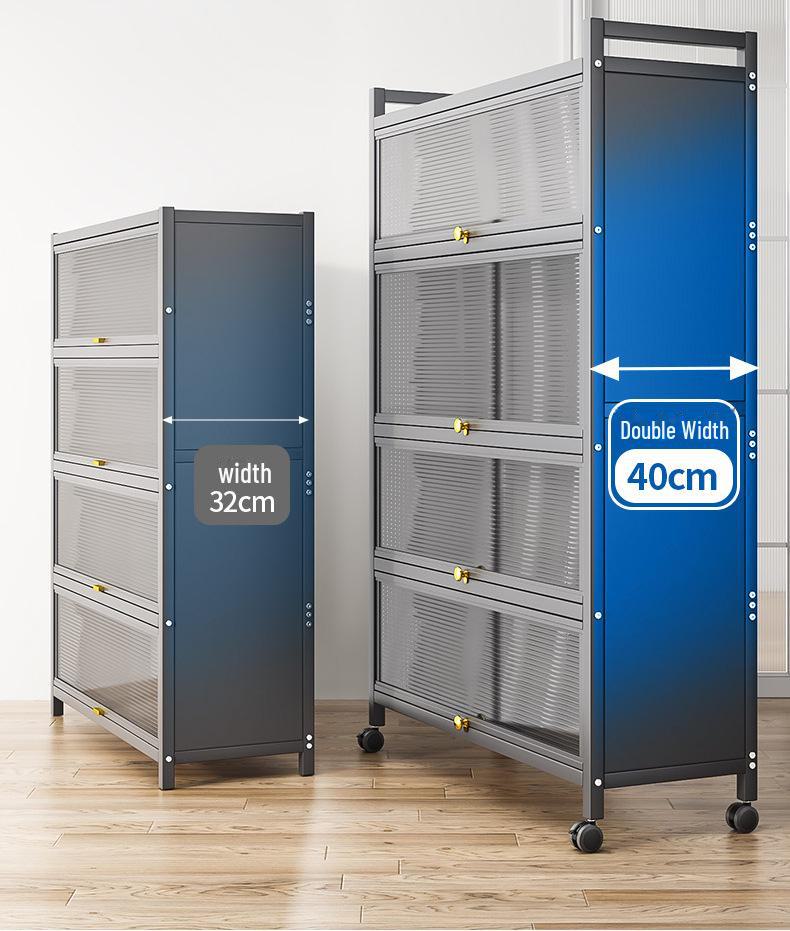 Kitchen Storage Cabinet with Microwave and Pot Rack