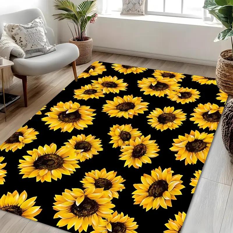So Many Sunflowers Printing Large Rug Soft Living Room Carpet Wear-resistant Floor Mat Sofa Bedroom Home Easy To Clean Decor
