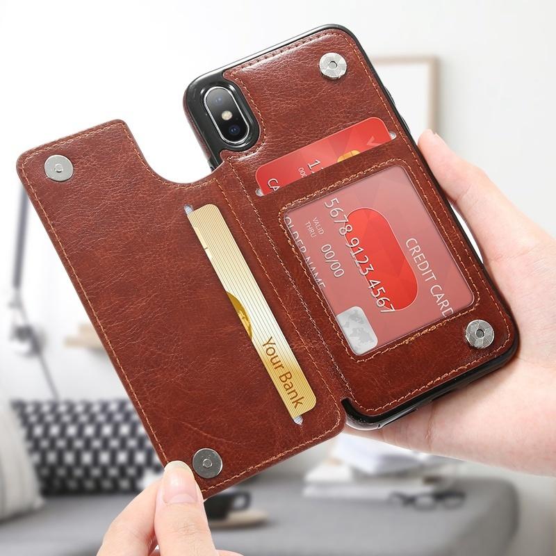 Retro PU Leather Case Multi Card Holders Phone Cases for IPhone X 6 6s 7 8 Plus iphoneX Cover