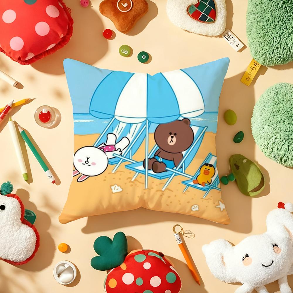 Kingdom L-Line F-Friends Pillow Case Plush Fabric Soft Double-Sided Printed Sofa Warm Winter Home Gift Cushion Cover