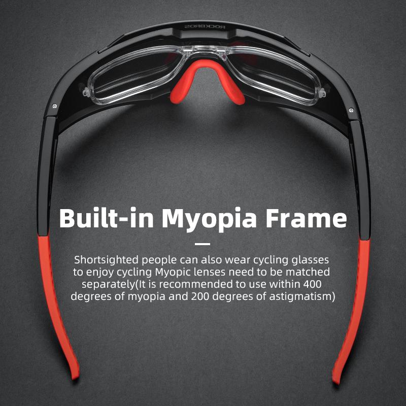 ROCKBROS Occhiali da Ciclismo Fotocromatici Polarizzati Supporto Nasale Regolabile Montatura per Miopia Occhiali da Sole Sportivi Uomo Donna Occhiali