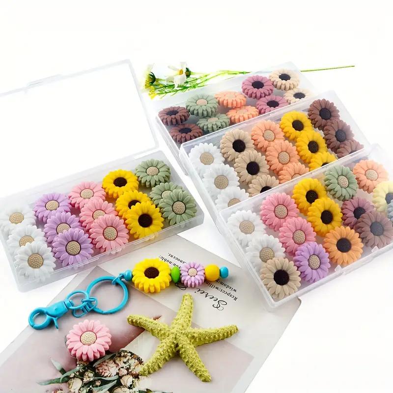 5/15PCS Multi-color Daisy Silicone Beads, 20mm, Suitable for DIY Pen Bead Bracelets, Necklaces, Keychain Accessories, Etc