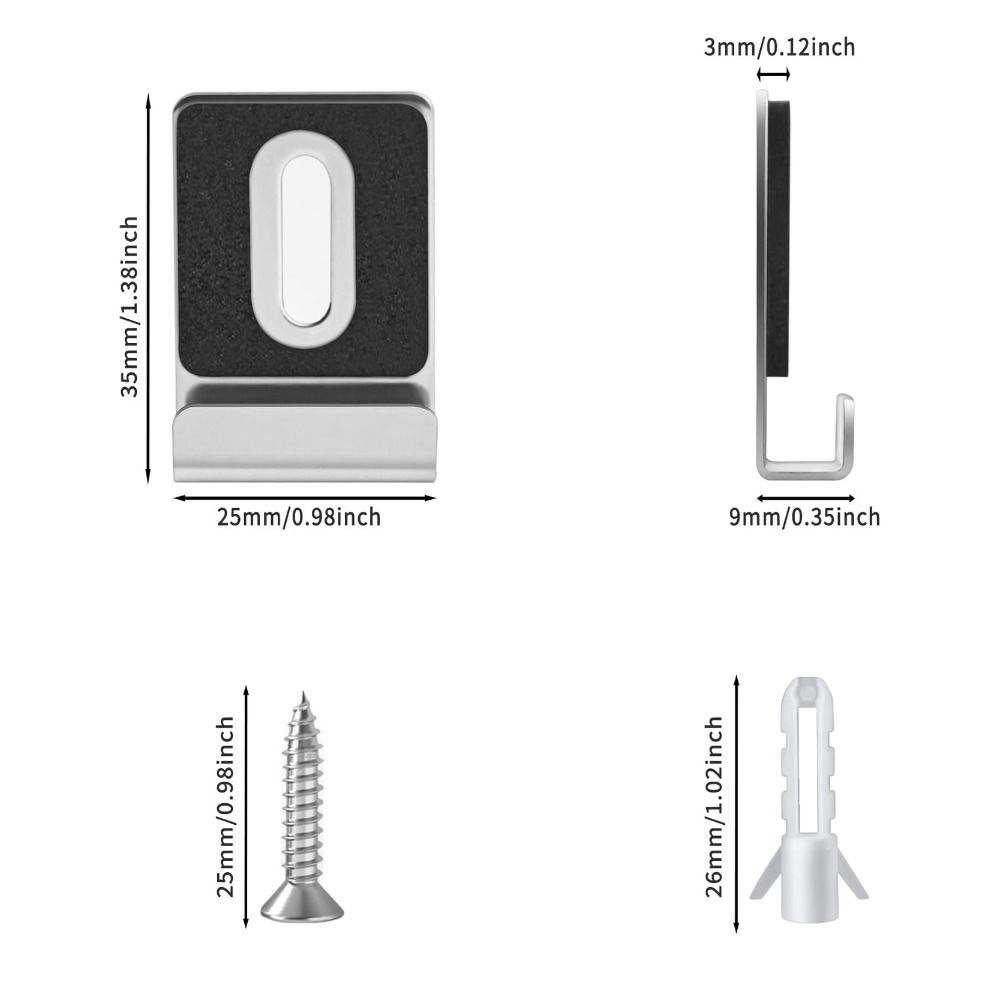 4pcs 304 Stainless Steel Mirror Clips Matte Black Rubber Pads Mirror Holder Included Screws Mirror Brackets Wall Decor