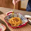 Bohemian Double Ear Square Ceramic Plate Creative Household Dish Plate Net Red Fruit Spaghetti Plate Oven Microwave Oven-9inch