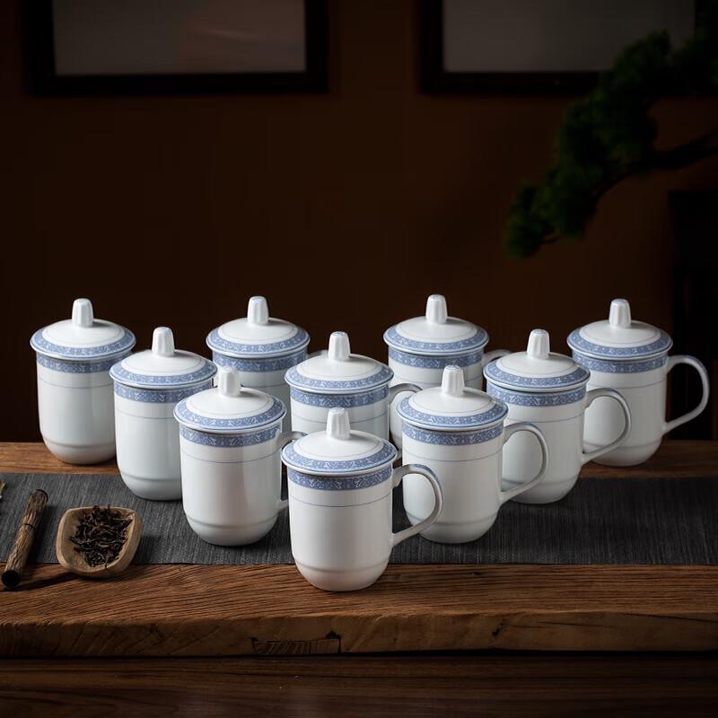 

Сине-белый керамический офисный чайный сервиз (10-Pack)