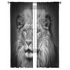 Lion Chiffon Sheer Curtains For Living Room Bedroom Decoration Window Tulle Curtains Drapes