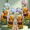1PC Highland Cow Sunflower Mix Print 750ml Color Plastic Sports Water Bottle Leakproof Flip Straw Lid Suitable for Sports Office Home Use