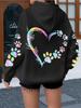 Printed Hoodies Women Casual All Match Hoody Warm New Pullovers Harajuku Hooded Sweatshirts