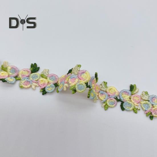15 Yards Blommig Spetskantband Polyester Broderad Spetsapplikationsremsa Blommig Spetsband Sytyg för DIY-hantverk Bröllopsdekorationer