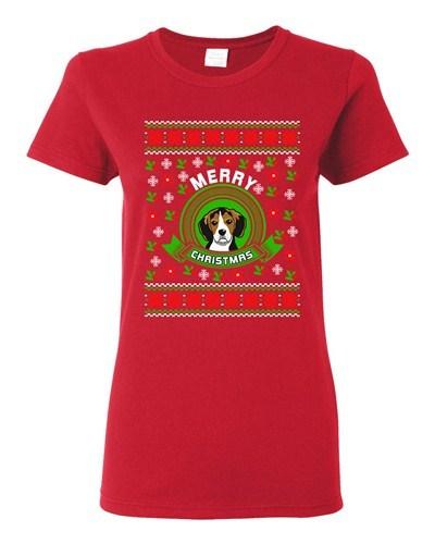 Ladies Merry Christmas Beagles Dog Pet Puppy Ugly Xmas Funny DT T-Shirt Tee Unisex T-Shirt L