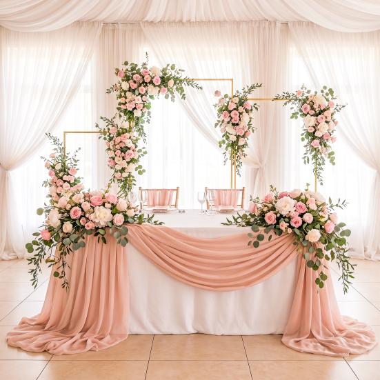 Gold Wedding Arch Backdrop Stand Square Stand, Set of 3, 6.6FT + 5.9FT +4.9FT, Metal Balloon and Flower Frame for Birthday Party, Baby Shower,