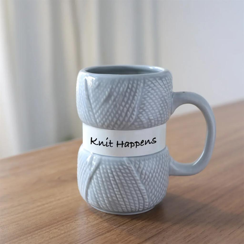 Multi Colored Ceramic Mugs Wool Knit Style Ceramic Coffee Mug Fun Milk Tea Cup with Handle Office Drinkware Cup Christmas Gifts