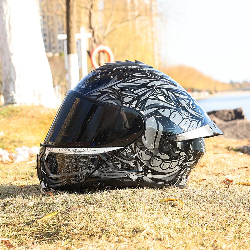 ORZ-958-Full Flip Up Motorcycle Helmet Dual Visor, Reinforced ABS Shell, DOT Certified Shockproof Outdoor Motorbike Safety Gear