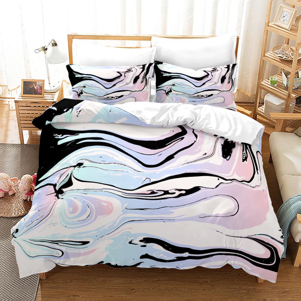 Dreamy Purple Marble Bedding Set Soft Brushed Polyester Duvet Cover Queen Twin Double Single Size INS Princess Room Decoration