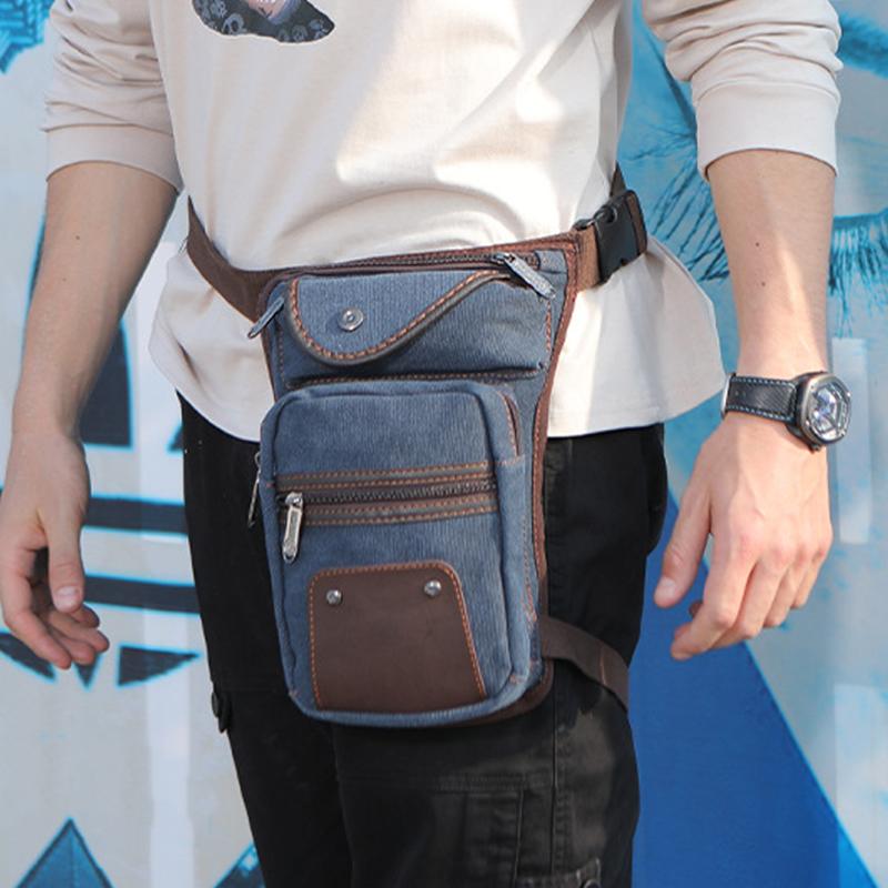 New European and American Retro Outdoor Sports Leg Bag Canvas Waist Packs Fashion Men's Messenger Bag