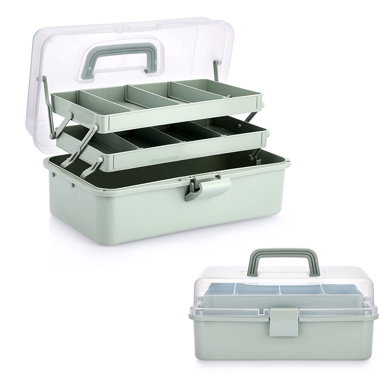 

Sumnacon Large Capacity Foldable Storage Storage Box with Adjustable for Home and Car Use Toolbox, Three-Tier Box, Multi-Function Spacing, Handles, зелёный