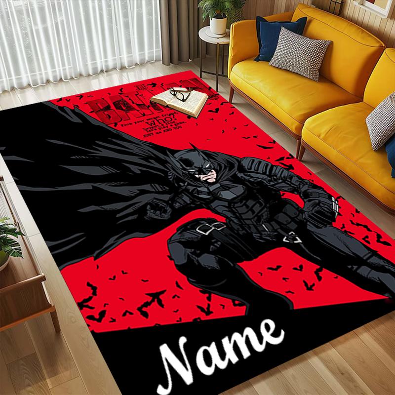 Custom Name Dark Knight Living Room Non-Slip Area Rug Soft Carpet for Bedroom Kids Playroom Sofa Office Home Decor Doormat