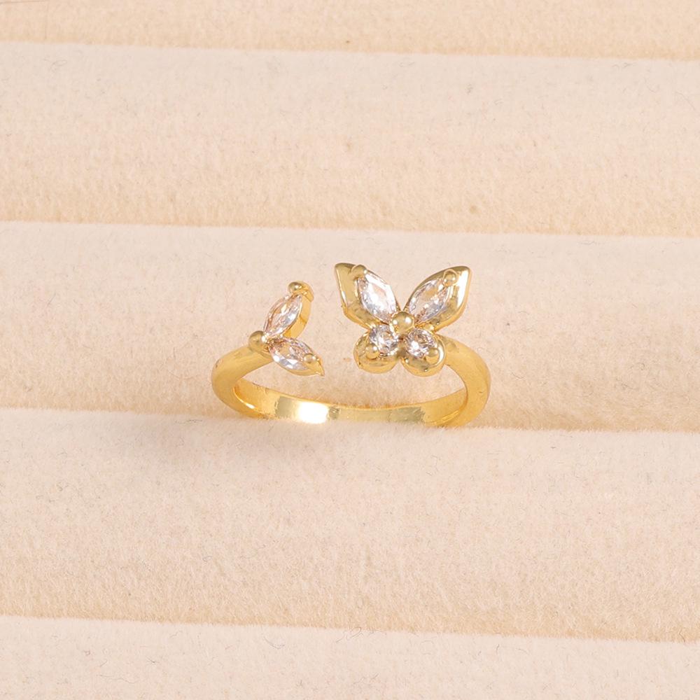 Europäischer und Amerikanischer Verstellbarer Süßer Schmetterling Diamantring: Zweifarbige Gold- und Silber-Mode-Stapelringe für Damen