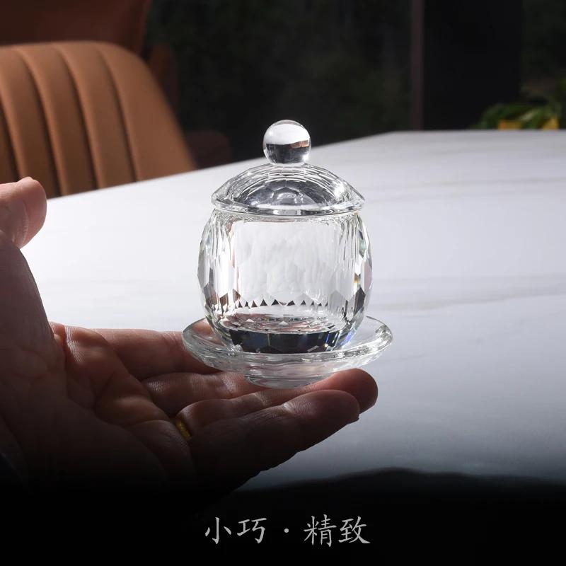 

Household Glass Water Supply Cup Temple Offerings Chinese Style Pray for Auspiciousness Buddhist Temple Utensils Home Ornaments