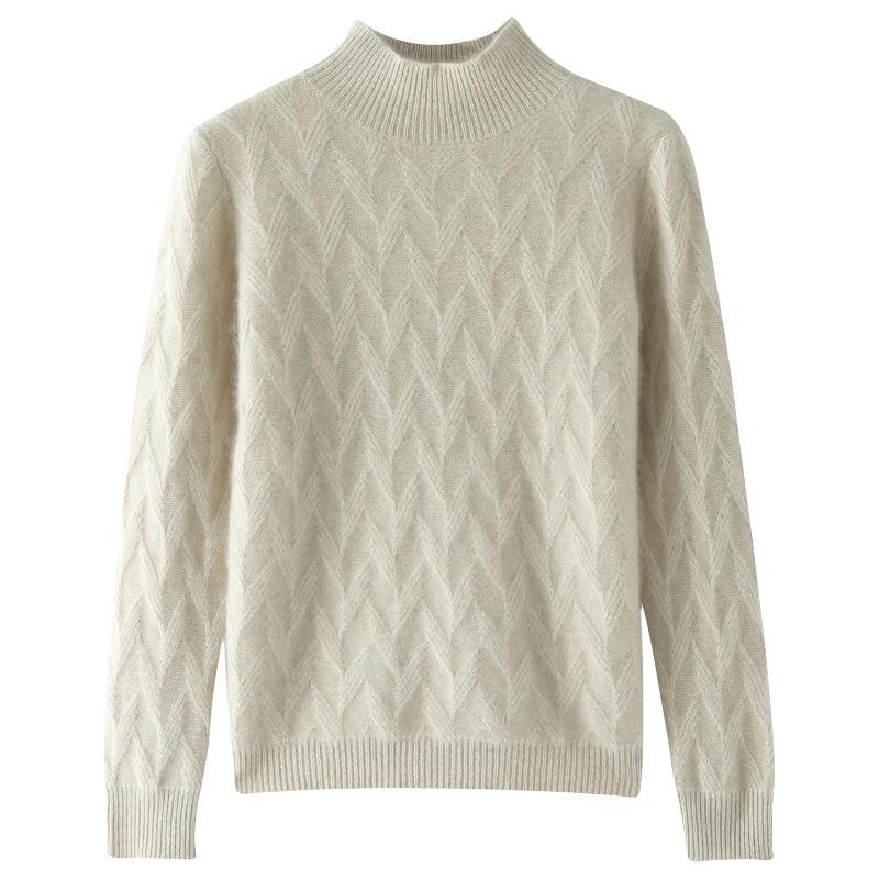 Autumn and winter new semi-turtleneck thickened sweater for women's loose and versatile long-sleeved knitted bottoming shirt with top for women