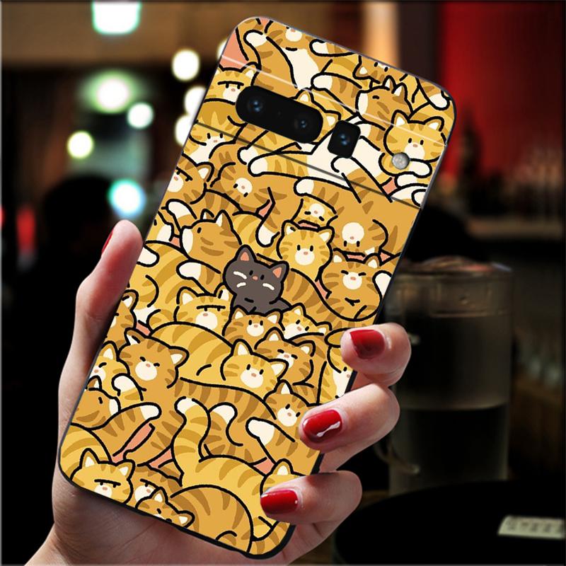 Phone Case For Google Pixel 10 9 Pro XL 9A 8 7 6 Pro Pixel 8A 7A 6A Pixel 8 7 6 5 Cartoon Black Cat