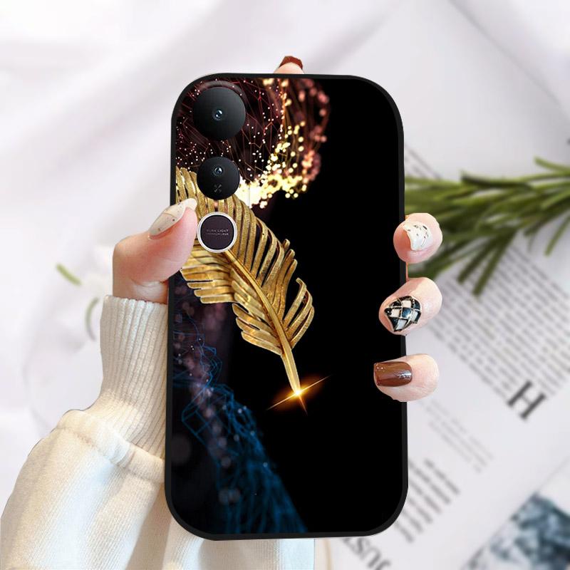 For Vivo V50 Lite 5G Case Fashion Luxury Printed Black Matte Soft TPU Silicone Bumper Cover For Vivo V50Lite 4G Phone Case Funda