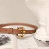 utumn and winter gold buckle leather thin belt women's design sense niche denim skirt dress versatile calf belt