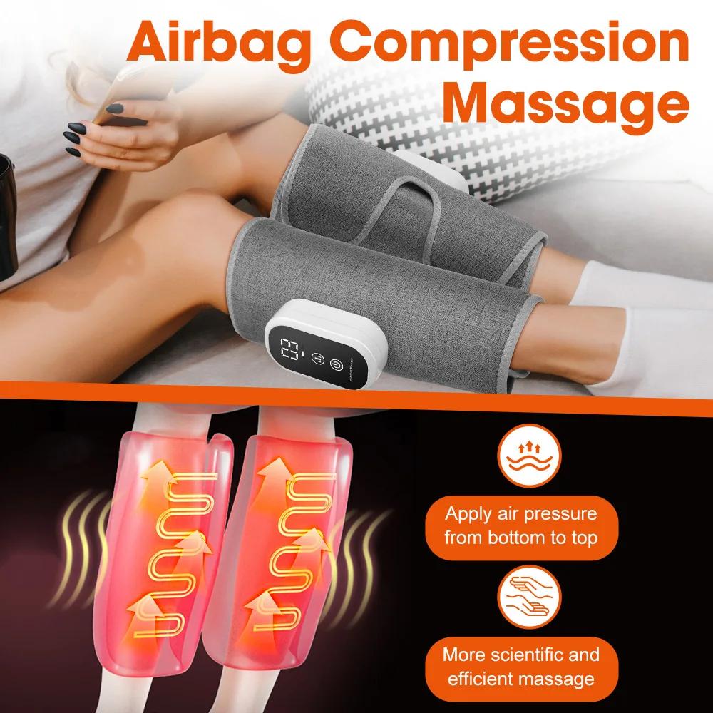 Massaggiatore Elettrico per Gambe Senza Fili Ricaricabile Compressione d'Aria Massaggio Polpaccio Relax Gamba 3 Modalità Pressione dell'Aria 360°C Massaggio Gambe con Airbag
