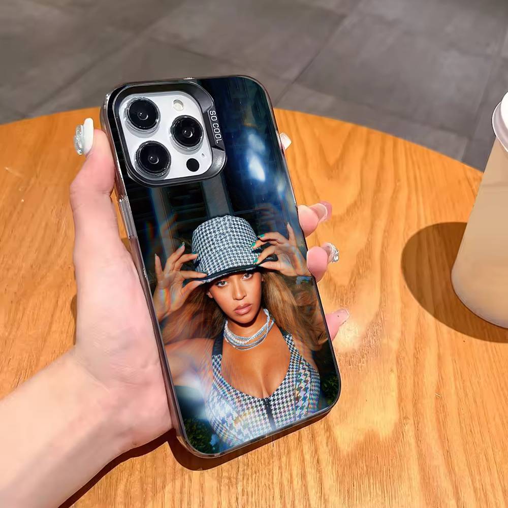 Singer B-Beyonce Phone Case For iPhone17,16,15,14,13,12,11,Pro,MAX Gray Matte Silicone Black Cover