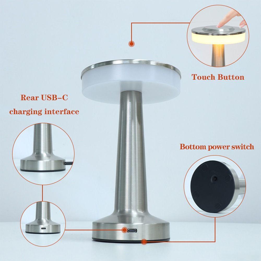 Cordless Rechargeable Desk Lamp Retro Desktop Night Light Wireless Reading Lamp  Bedroom Lighting