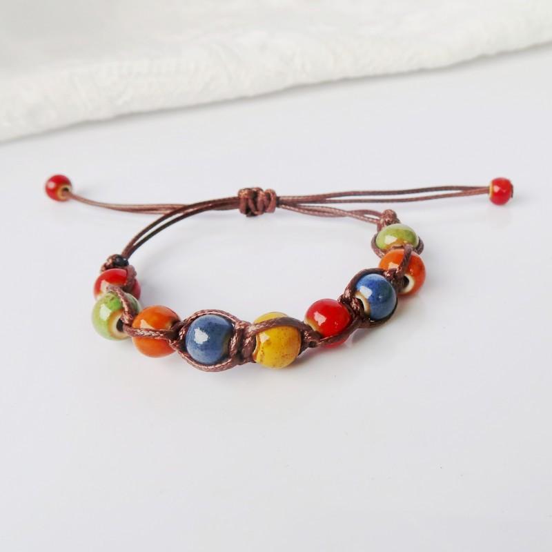 Ethnisch Stil Keramik Verstellbares Armband Für Frauen Mädchen Mode Bunt Perlen Sommer Charme Armband Schmuck Zubehör