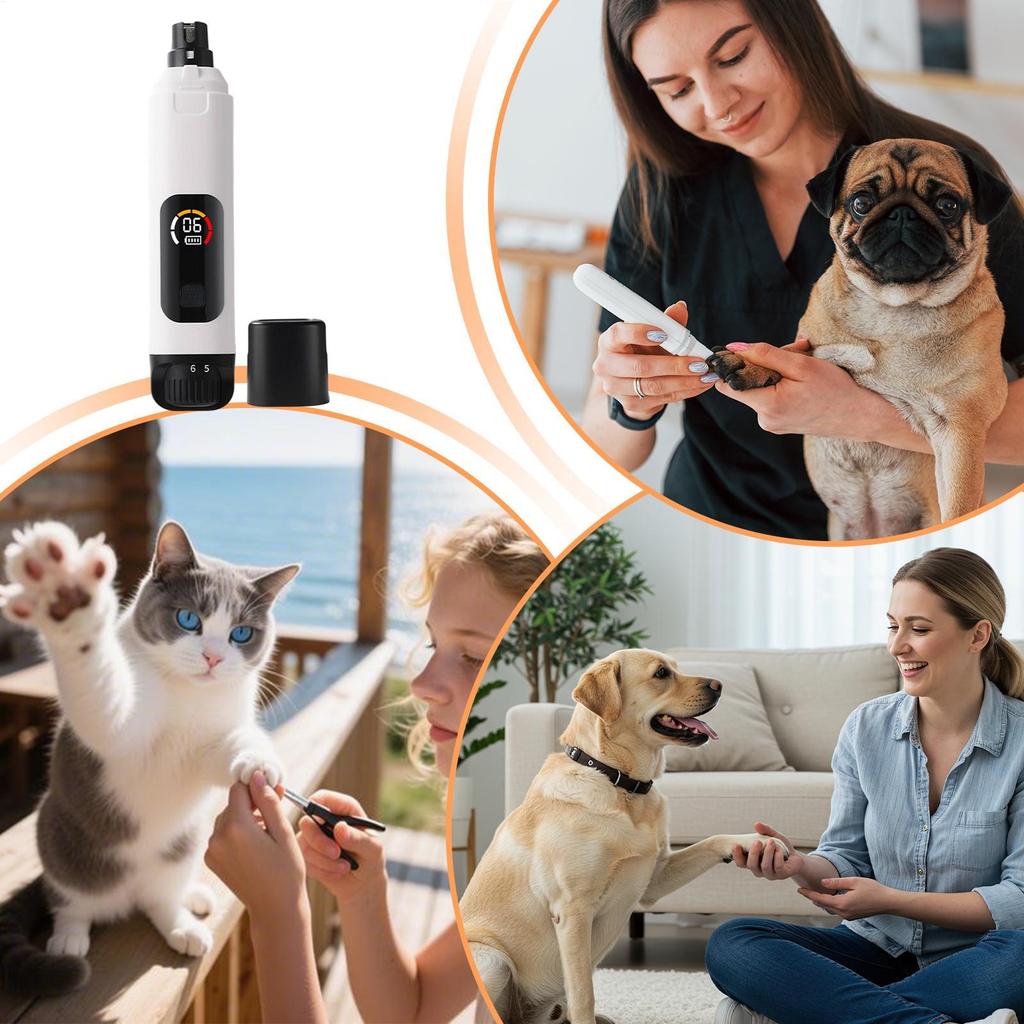 Quiet Nail Grinder For Dogs 6-Speed USB Rechargeable Digital Display Dog Electric Nail Grinder For Home Salon Travel Outdoor