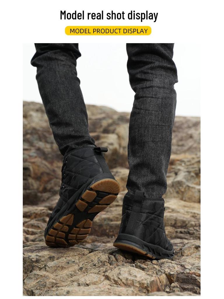 Men's High-Top Camouflage Waterproof Snow Boots - Non-Slip Outdoor Velvet-Lined Casual Cotton Shoes