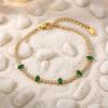 Trendy Stainless Steel Green Marquise Zircon 18K Gold Plated Adjustable Unisex Charm Gift Bracelet