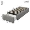90*200cm Upholstered Bed, Platform Bed, Upholstered Bed Without Headboard, with Hydraulic Storage and a Drawer, Without Mattress, Grey