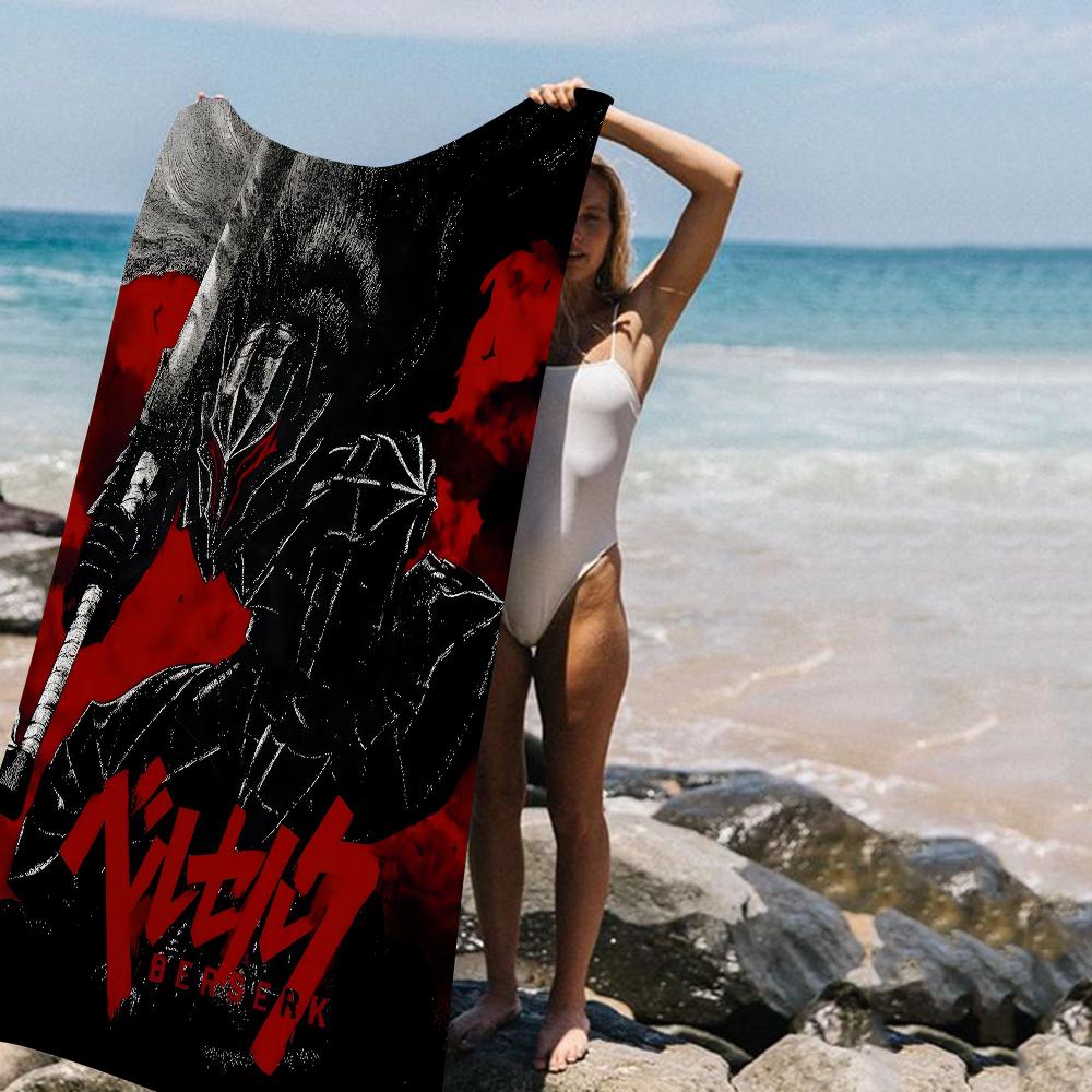 1Pc Berserk Anime Guts & Beast Armor Beach Towel Set Microfiber Soft Quick Dry Bath Towel For Fans Swimming Outdoor