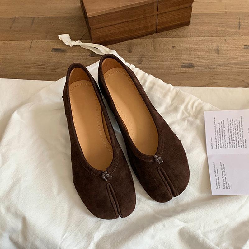Sapatilhas Mary Jane Femininas de Pele com Solado Macio e Dedos Separados - Sapatos Baixos de Couro Confortáveis