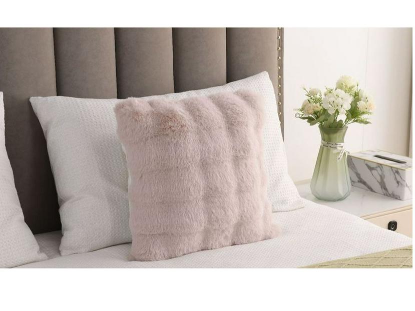 Solid Color Faux Rabbit Fur Plush Cushion: Dual-Use Back Cushion for Sofa, Bedroom Bay Window, or Bedside with Bubble Fleece