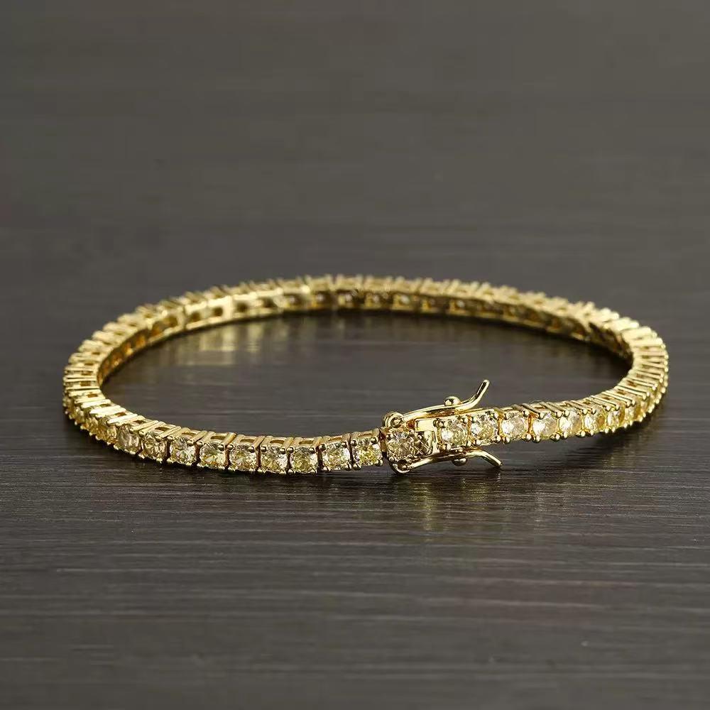 Women s Zirconia Inlaid Tennis Bracelet: Luxurious High-End Hip Hop Style with Copper Ornaments, In Stock. 16cm