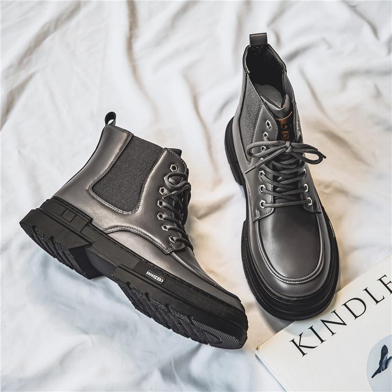 

Черевики Мартін 2025 нова осінь британський стиль водонепроникні високі шкіряні черевики чоловічі платформа локомотив чорні робочі черевики 44 сірий колір