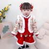 Girls' Winter Hanfu: Velvet-Lined Tang Suit for Birthdays & New Year Celebrations, First Birthday Formal Wear, Chinese Style.