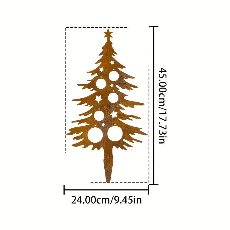 1pc Rustic Metal Christmas Tree Yard Decoration Stake - Durable Outdoor Holiday Decor for Garden, Patio, and Bonsai
