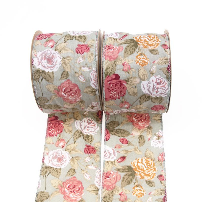 

Ширина 7 см, 5 м/рулон, букет свежих цветов, упаковка, декоративные материалы, сделай сам, цветочная подарочная лента, садовая хлопковая лента с цветочным рисунком 2