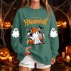 Women's Fashion Casual Halloween Print Neck Pullover Sweatshirt